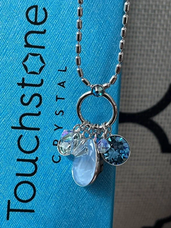 Swarovski Silver Necklace with Light Teardrop and Blue Accents Charmed Existence - Picture 10 of 10